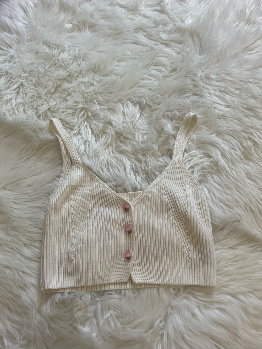 Cider Mushroom Ribbed Knit Button Front Crop Top Size XL